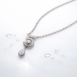 Elegant Silver Necklace with Crystal Accents Lucky Number Pendant Necklace
